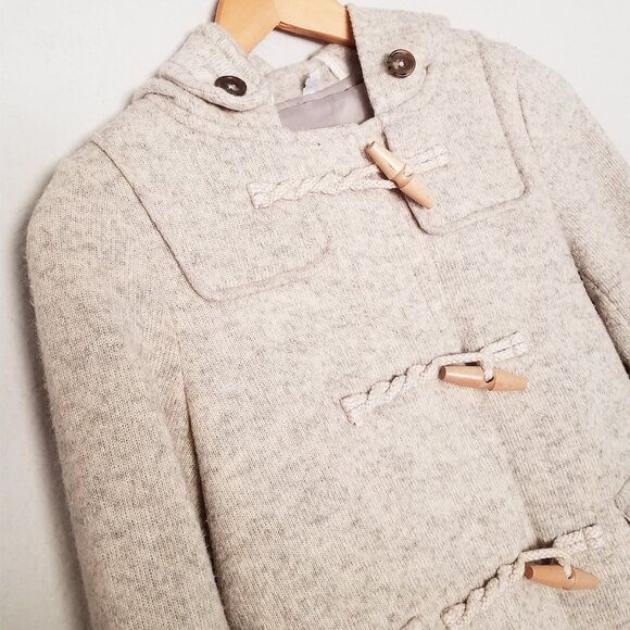 MUJI Wool Blend Toggle Button Hooded Duffel Jacket Preppy Academia Y2K Rare XS - Picture 11 of 16